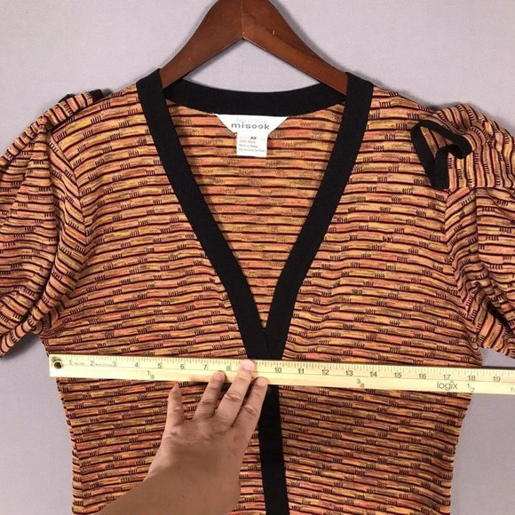 Exclusively Misook Long Sleeve Cardigan Size XS Brown Orange One Button Sweater - Picture 10 of 15